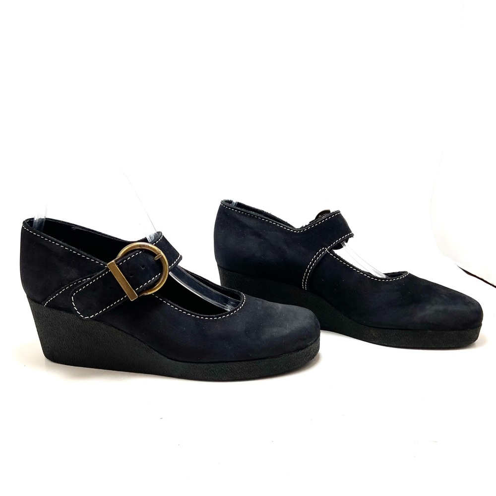 Arche Briska Black Leather Mary Jane Wedge Shoes - Picture 3 of 14